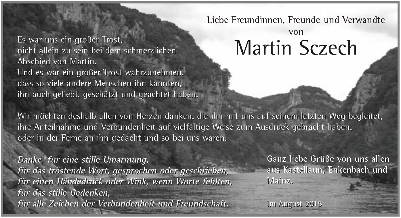 Traueranzeige der Familie im Amtsblatt Kastellaun, 7. August 2015