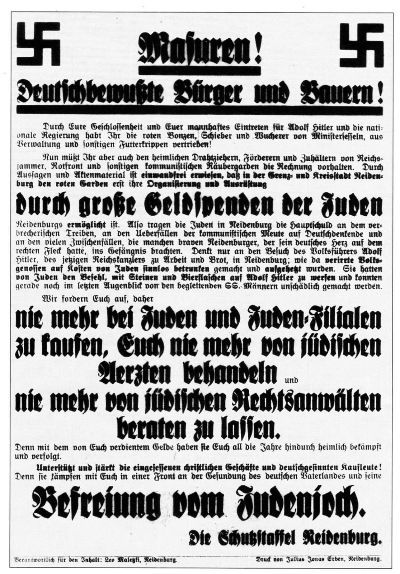NS-Plakat aus Neidenburg, 1933